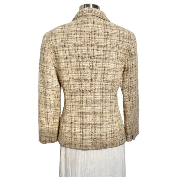 Neutral Tweed Wool Blazer Jacket By Lafayette 148 New York - Picture 7 of 11